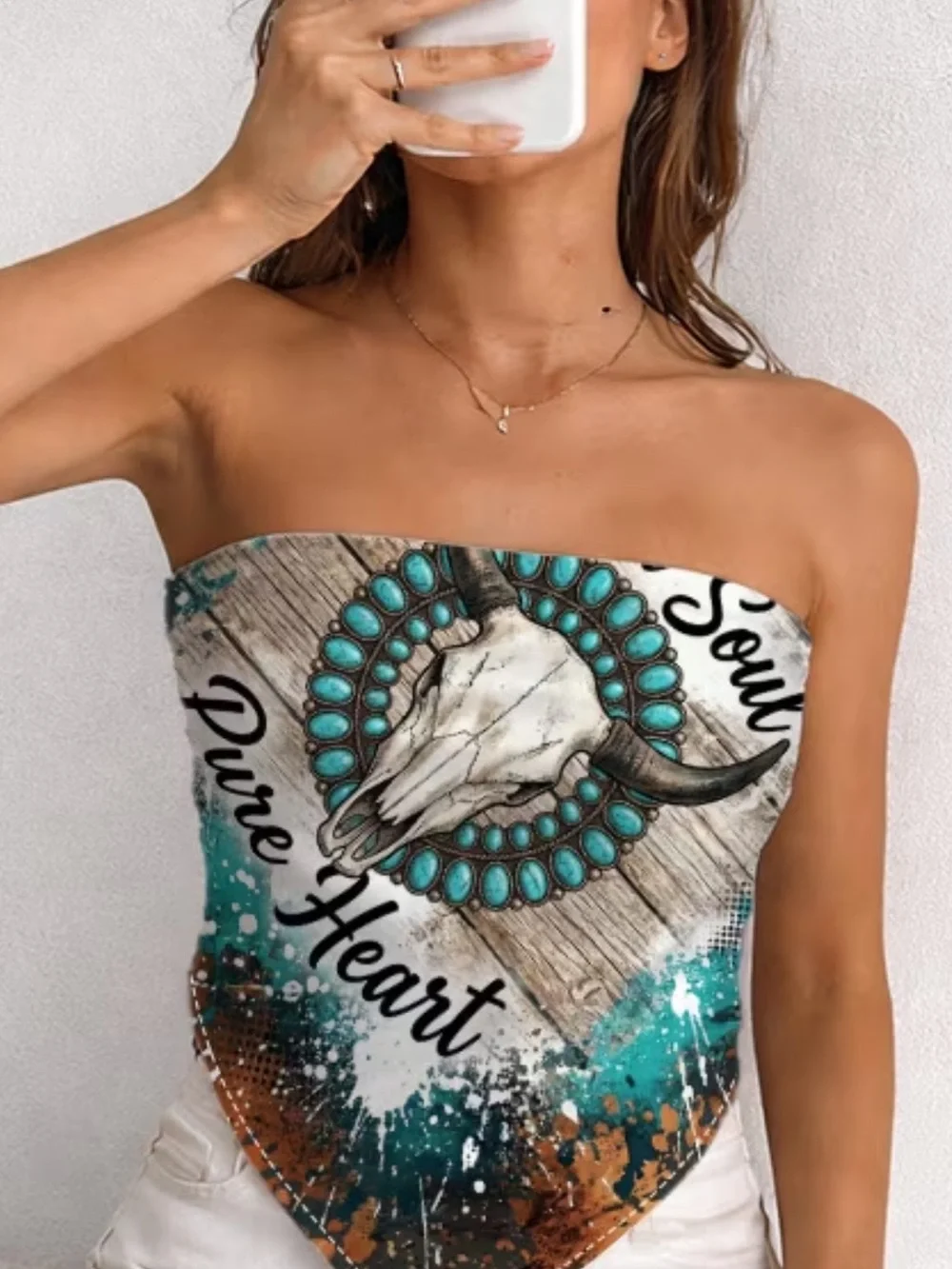 Wild Soul Pure Heart Turquoise Skull Scarf Wrap